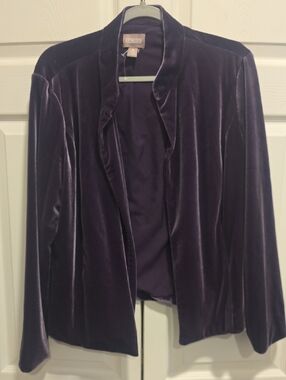 Chico's Deep Purple Velvet Open-Front Blazer